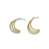 3 line cresencet moon shaped dainty elegant half hoop light weight earrings made of brass finished in gold by silly owl (1)