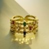 3 line multi colour diamond stones look western adjustable anti tarnish ring jewelry by silly owl