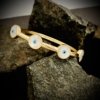 4 circular mother of pearls with evil eye light dainty gold electroplating finish cuff kada bracelet band by silly owl