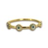 4 circular mother of pearls with evil eye light dainty gold electroplating finish cuff kada bracelet band by silly owl