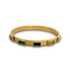 4 colour multi colour rectangle stone gold electroplated finish cuff kada bracelet band bangle by silly owl