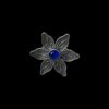 6 petal flower oxidised black polish flower ring with blue stone by silly owl