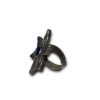 6 petal flower oxidised black polish flower ring with blue stone by silly owl(2)