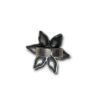 6 petal flower oxidised black polish flower ring with green stone by silly owl(1)