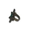 6 petal flower oxidised black polish flower ring with green stone by silly owl(2)