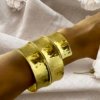 Asymmetrical gold electroplating finish cuff Kada bracelet of an Egyptian look by silly owl (4)