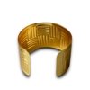 Checkered geometric linear pattern cuff bracelet Kada with gold electroplating finish by silly owl (1)