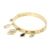 Gold cuff Kada bracelet with evil eye hanging charms by silly owl(1)