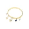 Gold cuff Kada bracelet with evil eye hanging charms by silly owl(2)