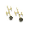 H shaped geometrical abstract earrings of gold finish with natural black stone by silly owl(2)