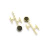 H shaped geometrical abstract earrings of gold finish with natural black stone by silly owl(3)