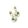 Minimalistic 2 circular hanging earring gold finish with leaves and green stone by silly owl(1)