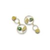 Minimalistic 2 circular hanging earring gold finish with leaves and green stone by silly owl(2)