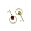 Minimalistic line circle earring with a gold finish and geometric pattern and a maroon drop shaped stone by silly owl(1)