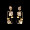 Natural stone baroque pearls gold finish earring part wear cocktail dress by silly owl(3)