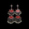 Oxidised Afghani earrings with Ghungroo hangings a red and blue color by silly owl (1)