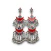 Oxidised Afghani earrings with Ghungroo hangings a red and blue color by silly owl white