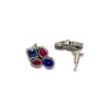 Square and drop shaped blue and red stones minimal oxidised stud earrings by silly owl (2)