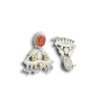 Triangular earrings with bird and orange Monalisa stone with a silver polish wedding look by silly owl(2)