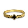 Van Cleef & Arpels channel like black enamel gold finish modern kada cuff bracelet with a thorny look by silly owl