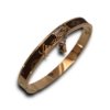 a Louis vitton brown leather fabrix print rose gold openable cuff kada bangle bracelet by silly owl (1)