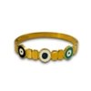 black white and blue 3 colour evil eye cuff kada band bracelet with gold gloss electroplating finish by silly owl (1)