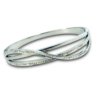 curve and spiral over lapping look silver finish with studded diamonds cuff kada bangle design by silly owl