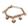 dainty chic rose gold shimmer and plain finish hanging butterfly charm 2 chain bracelet by silly owl