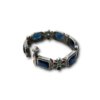 elegant rectangular and flower oxidised kada by silly owl with a screw closure and blue, red and green stones(2)