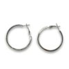 flat pipe shaped medium size 4 cms silver finish hoop western earrings for an everyday look by silly owl