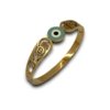 hamsa hand with a star and enameled evil eye in the center gold electroplating finish cuff kada bracelet band by silly owl