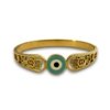 hamsa hand with a star and enameled evil eye in the center gold electroplating finish cuff kada bracelet band by silly owl (1)