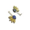 lapis lazuli semi precious gem stone in a gold electroplated brass earring with 4 gold leaves by silly owl(1)