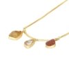 minimal 3 natural stones long chain with gold finish by silly owl