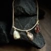 minimal 3 natural stones long chain with gold finish by silly owl dark