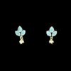 minimal 3 stone drop and leaf shaped light sky blue monalisa stones with moti hanging oxidised earrings by silly owl (2)