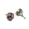 minimal circular oxidised stud earrings with 3 leaf shaped light baby pink monalisa stones by silly owl (3)