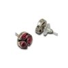 minimal circular oxidised stud earrings with 3 leaf shaped maroon red zirconia monalisa stones by silly owl (3)