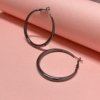 pipe shaped medium size 5 cms glossy metal black finish hoop western earrings for an everyday look by silly owl