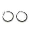 pipe shaped medium size 5 cms glossy metal black finish hoop western earrings for an everyday look by silly owl