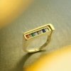 rectangular eight color stones gold finish western jewelry adjustable anti tarnish water resistant rings by silly owl