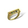 rectangular eight color stones gold finish western jewelry adjustable anti tarnish water resistant rings by silly owl