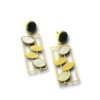 simple modern golden black stone and mother of pearl gold earrings by silly owl