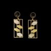 simple modern golden black stone and mother of pearl gold earrings by silly owl(2)