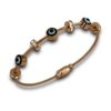 trending evil eye alternated with diamond ring cuff kada bracelet with a magnetic closure and a rose gold finish by silly owl