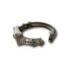 tribal look oxidised kada with a square top and green stones with a screw closure by silly owl