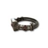 tribal look oxidised kada with a square top and red stones with a screw closure by silly owl