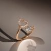 under 200 elegant dainty everyday wear jewelry anti tarnish adjustable rose gold finish rings with a heart on top and solitaire below over lapping design with diamonds by silly owl