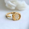 under 200 rings gold finish unisex adjustable square ring with diamonds anti tarnish jewelry by silly owl(3)