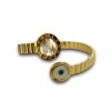 watch look alike evil eye adjustable cuff kada with mother of pearls and electroplating gold finish by silly owl